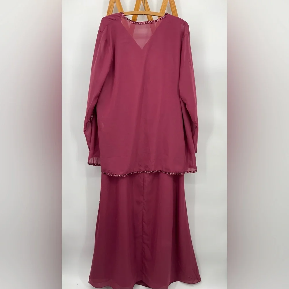 Elegant Burgundy Gown, Mother of the Bride